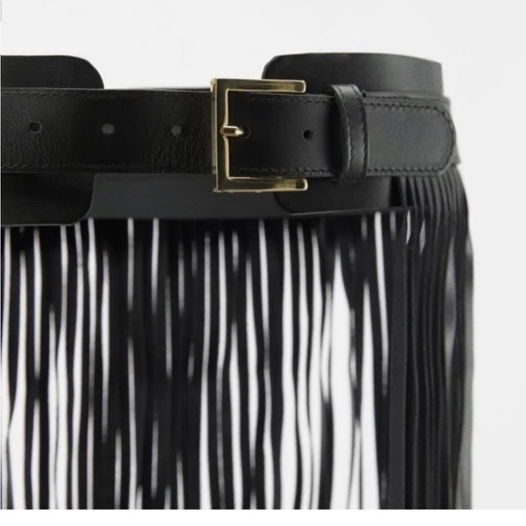 Fringed Leather Belt SPECIAL EDITION Black Bloggers Fav. Size 30 - Picture 6 of 7